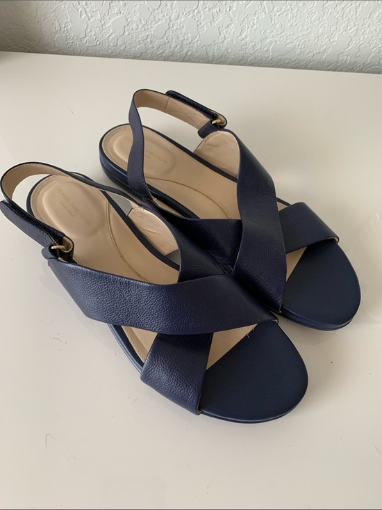 Cole Haan Shoes - Cole Haan Navy Cross-Band Slingback Sandals Size 10